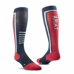 Ariat AriatTEK Slimline Performance Socks Navy/Red