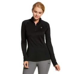 Ariat Women's Sunstopper 2.0 1/4 Zip Baselayer Black