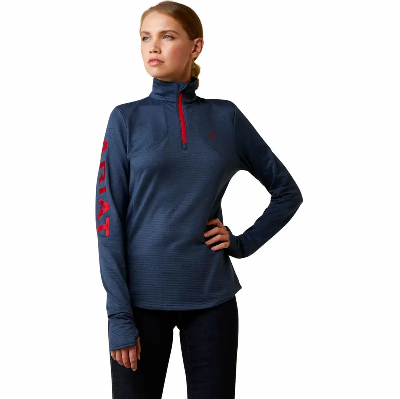 Ariat Women's Team Gridwork 1/4 Zip Baselayer Navy 3 Ariat Women's Team Gridwork 1/4 Zip Baselayer Navy
