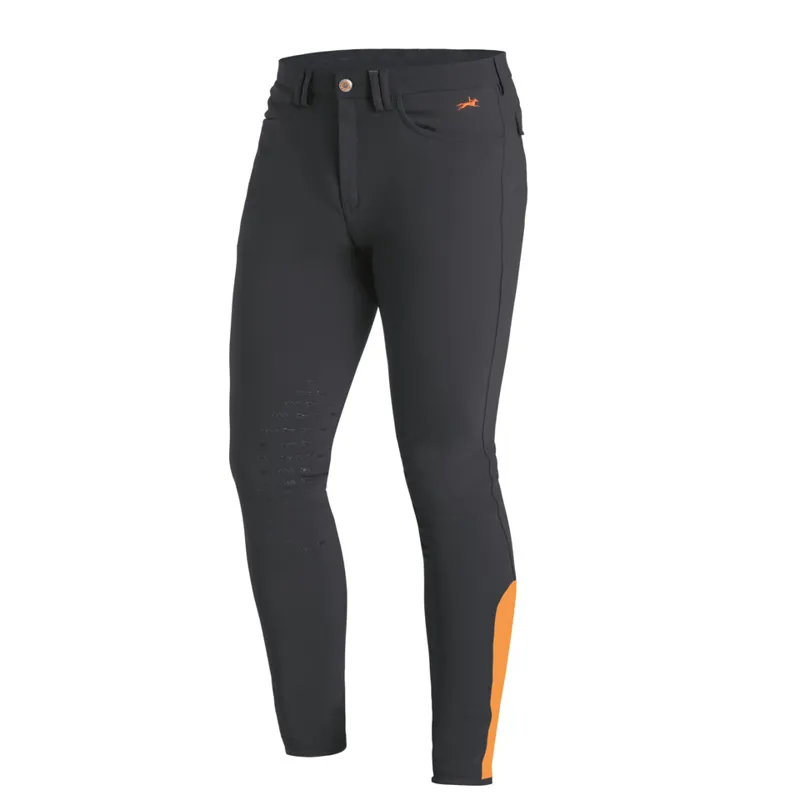 Schockemohle Phoenix Men's Knee Grip Breeches Grey-Orange 3 Schockemohle Phoenix Men's Knee Grip Breeches Grey-Orange