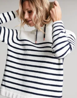 Joules Seagate Chenille Hoody - Navy Cream -Equestrian Related 220161 NAVCRMSTP 2