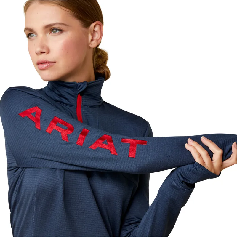 Ariat Women's Team Gridwork 1/4 Zip Baselayer Navy 4 Ariat Women's Team Gridwork 1/4 Zip Baselayer Navy - Image 2