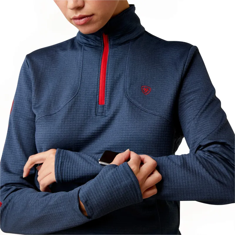 Ariat Women's Team Gridwork 1/4 Zip Baselayer Navy 5 Ariat Women's Team Gridwork 1/4 Zip Baselayer Navy - Image 3