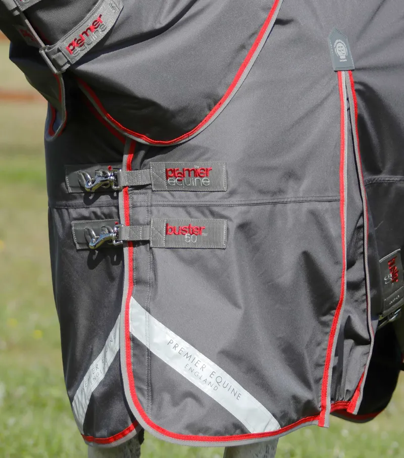 Premier Equine Buster 50g Turnout Rug With Snug-Fit Neck Cover Grey 5 Premier Equine Buster 50g Turnout Rug With Snug-Fit Neck Cover Grey - Image 3