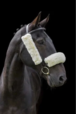 Cameo Lambswool Cheek Pieces - Black - Pair -Equestrian Related C620202