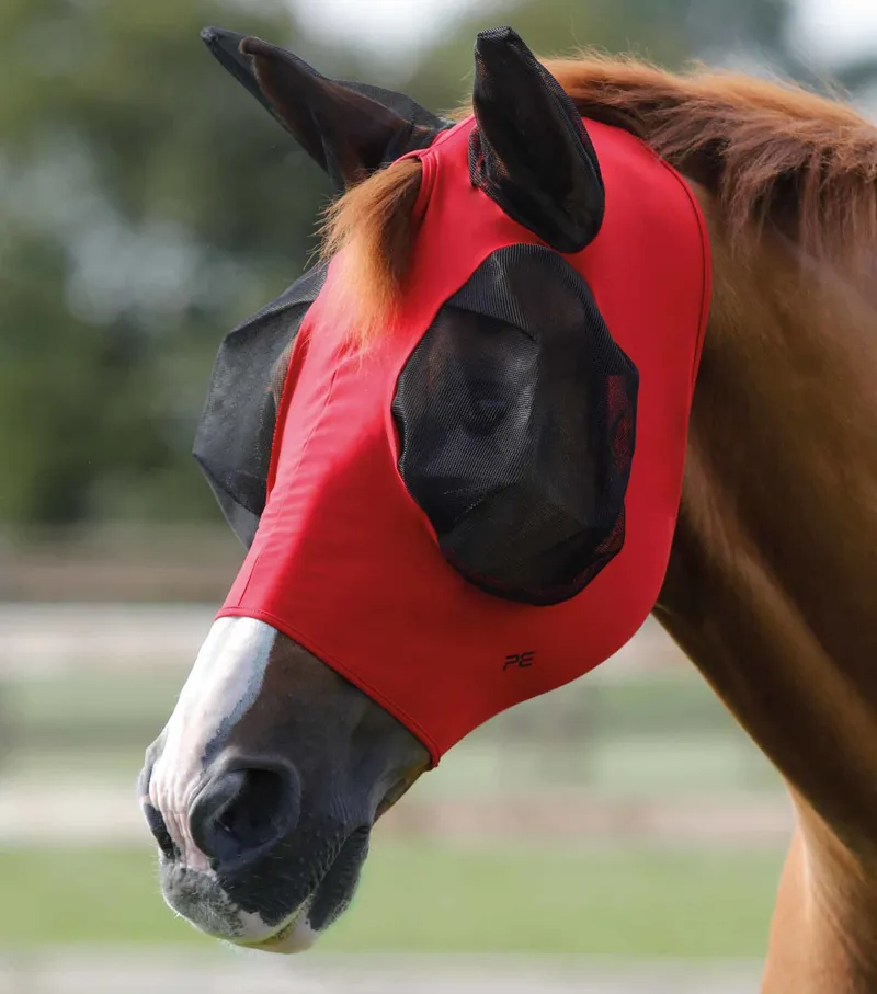 Premier Equine Comfort Tech Lycra Fly Mask Red 3 Premier Equine Comfort Tech Lycra Fly Mask Red