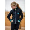 Mark Todd Kids Fleece Zip Jacket In Navy/Aqua 2 Mark Todd Kids Fleece Zip Jacket In Navy/Aqua -Equestrian Related EQUINE MarkTodd K FleeceZipJacket NavyAqua