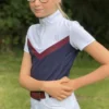 Mark Todd Vanquish Womens Short Sleeve Show Shirt In Navy/Burgundy -Equestrian Related EQUINE MarkTodd W VanquishSSShowShirt NavyBurgundy