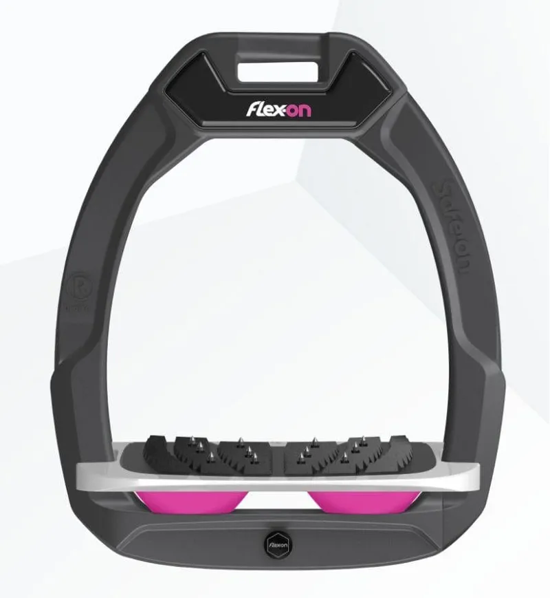 Flex-On Safe-On Stirrups - Dark Grey IUG Grey/Pink 3 Flex-On Safe-On Stirrups - Dark Grey IUG Grey/Pink
