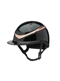 Charles Owen Halo Luxe Hat Black Gloss / Rose Gold Wide Peak