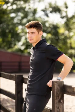 LeMieux Mens Elite Zip Polo Shirt Black -Equestrian Related IT03167 lifestyle menselitezippolo black 2