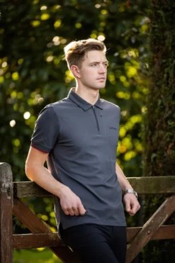 LeMieux Mens Elite Zip Polo Shirt Charcoal -Equestrian Related IT03168 lifestyle menselitezippolo charcoal 2