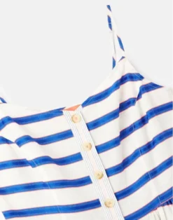 Joules Abby Button Through Strappy Dress White Blue Stripe 7 Joules Abby Button Through Strappy Dress White Blue Stripe -Equestrian Related Joules Abby Womens Button Through Strappy Dress 8
