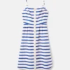 Joules Abby Button Through Strappy Dress White Blue Stripe -Equestrian Related Joules Abby Womens Button Through Strappy Dress 9