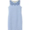 Joules Riva Print Sleeveless Jersey Dress White Blue Stripe