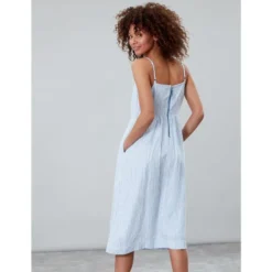 Joules Zoey V Neck Strappy Dress With Lined Skirt Blue Stripe UK18 -Equestrian Related Joules Zoey V Neck Strappy Dress with Lined Skirt 3