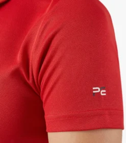 Premier Equine Junior Unisex Riding Polo Shirt Red -Equestrian Related Kids Unisex Pro Polo Shirt Red 6