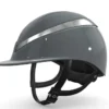 Charles Owen My Halo CX Custom Hat - Grey Matt / Grey Gloss / Platinum Diamond Halo -Equestrian Related MY HALO CX CUSTOM HAT GREY PLATINUM WITH CRYSTAL LOGO 2