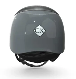 Charles Owen My Halo CX Custom Hat - Grey Matt / Grey Gloss / Platinum Diamond Halo -Equestrian Related MY HALO CX CUSTOM HAT GREY PLATINUM WITH CRYSTAL LOGO 3