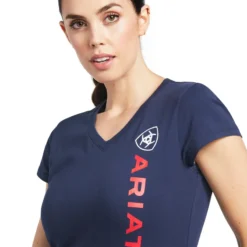 Ariat Women's Vertical Logo T-Shirt Navy -Equestrian Related S22 WMS ENGL 10039227 detail01