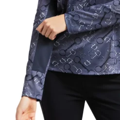 Ariat Women's Sunstopper 2.0 1/4 Zip Baselayer Charcoal Bit Print -Equestrian Related S22 WMS ENGL 10039353 detail02