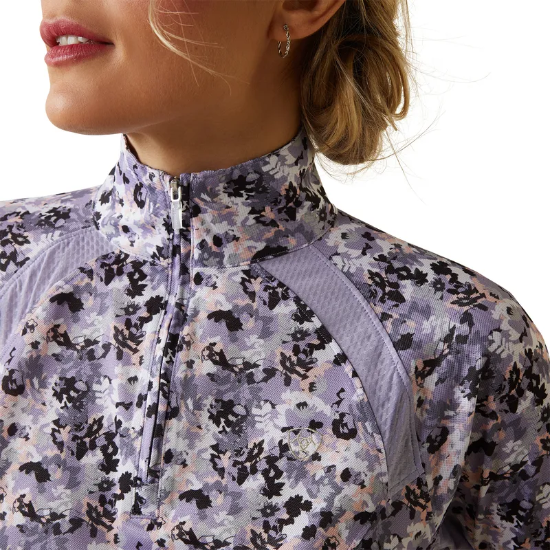 Ariat Women's Sunstopper 2.0 1/4 Zip Baselayer Grey Camo Floral 4 Ariat Women's Sunstopper 2.0 1/4 Zip Baselayer Grey Camo Floral - Image 2