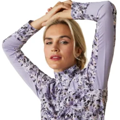 Ariat Women's Sunstopper 2.0 1/4 Zip Baselayer Grey Camo Floral 10 Ariat Women's Sunstopper 2.0 1/4 Zip Baselayer Grey Camo Floral -Equestrian Related S23 WMS ENGL 10043595 detail03
