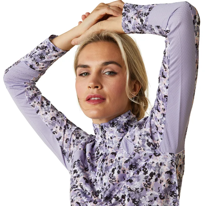 Ariat Women's Sunstopper 2.0 1/4 Zip Baselayer Grey Camo Floral 5 Ariat Women's Sunstopper 2.0 1/4 Zip Baselayer Grey Camo Floral - Image 3