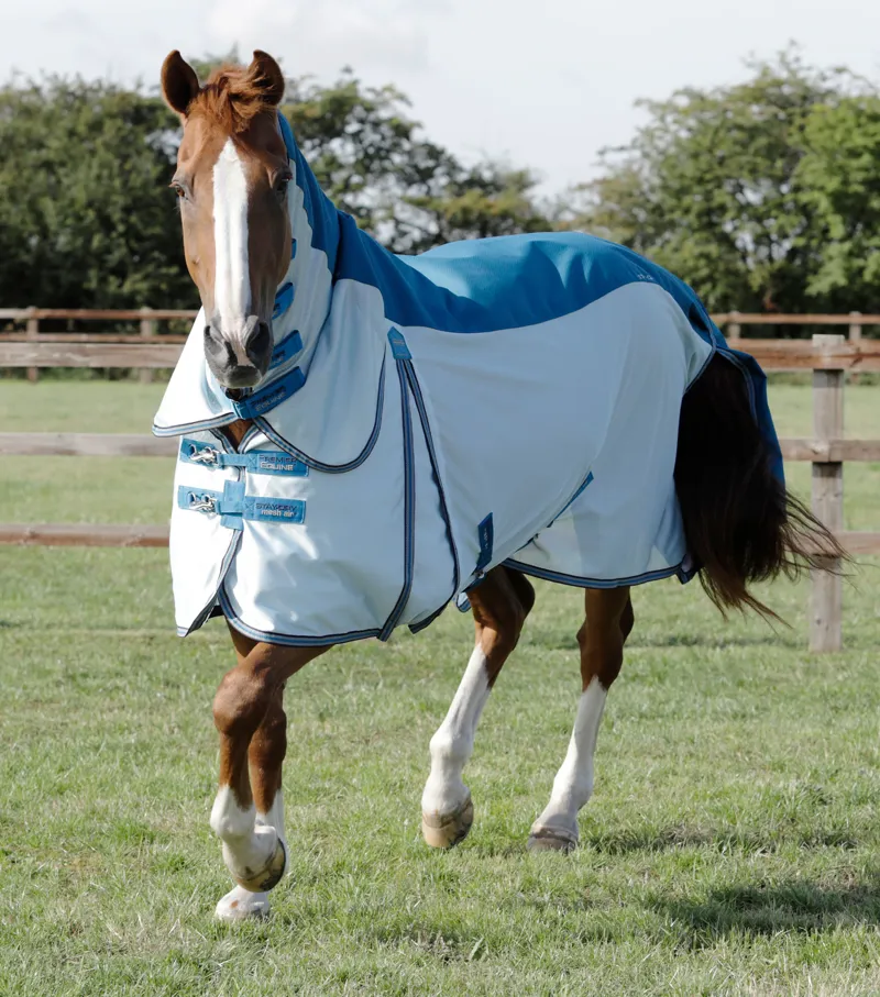 Premier Equine Stay-Dry Mesh Air Fly Rug With Surcingles Blue 3 Premier Equine Stay-Dry Mesh Air Fly Rug With Surcingles Blue