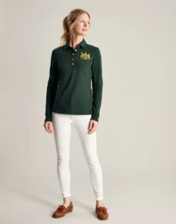 Joules Women's Ashley Long Sleeved Polo - Green -Equestrian Related cdn.joules 212