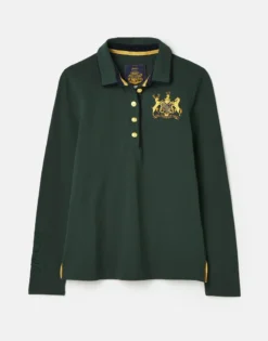 Joules Women's Ashley Long Sleeved Polo - Green -Equestrian Related cdn.joules 213