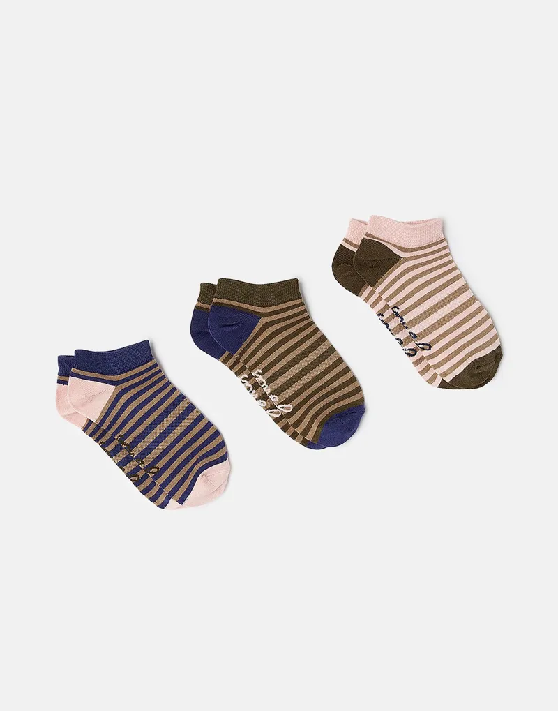 Joules Women's Rilla 3 Pack Trainer Sock - Pink Multi - UK 4-8 3 Joules Women's Rilla 3 Pack Trainer Sock - Pink Multi - UK 4-8