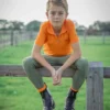 Premier Equine Cisco Junior Unisex Polo Shirt Orange