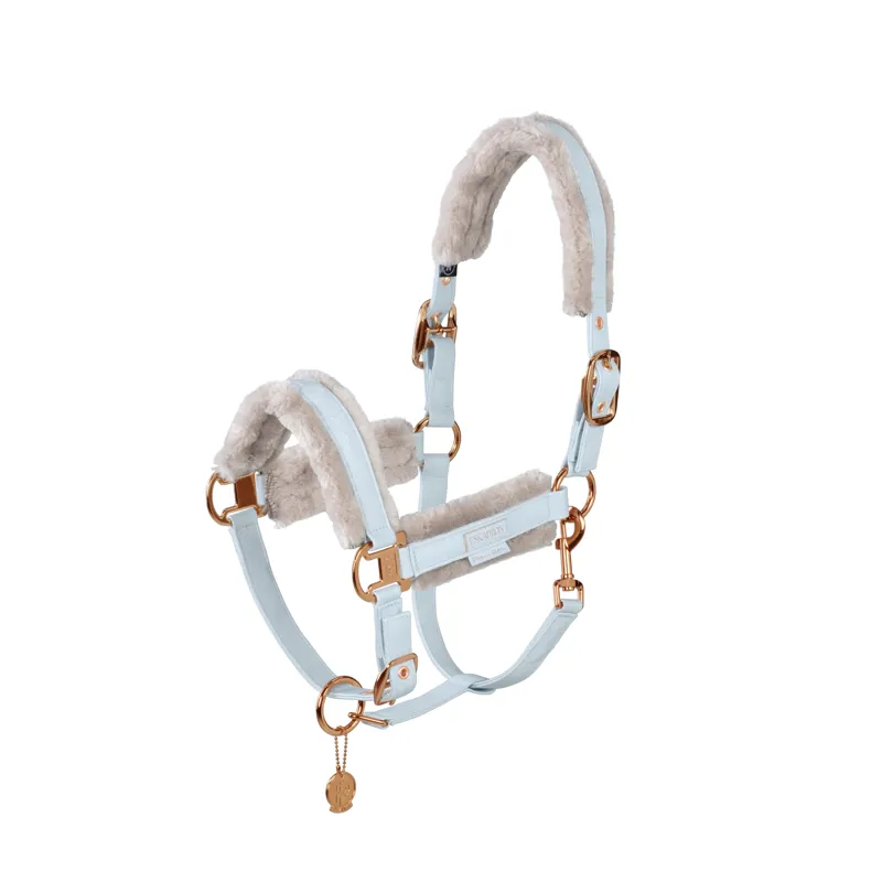 Eskadron Platinum Double Pin Metallic Faux Leather Faux Fur Headcollar - Powder Blue 3 Eskadron Platinum Double Pin Metallic Faux Leather Faux Fur Headcollar - Powder Blue