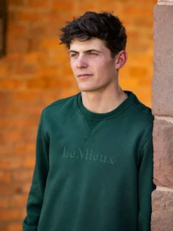 LeMieux Mens Elite Sweatshirt Spruce -Equestrian Related it03824 lifestyle menselitecrewseatshirt spruce 6 copy