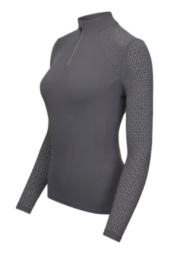 LeMieux Longsleeve Lazercut Baselayer Grey -Equestrian Related lm lasercutlongsleeve grey2 lr