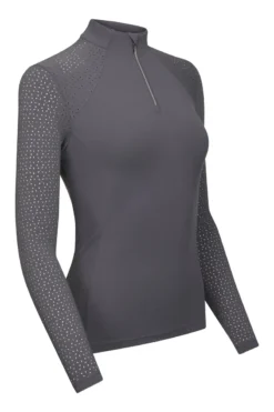 LeMieux Longsleeve Lazercut Baselayer Grey -Equestrian Related lm lasercutlongsleeve grey3 lr
